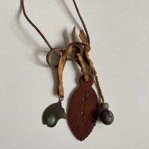 Original RTH Shop LA Leather Charm Necklace 15"